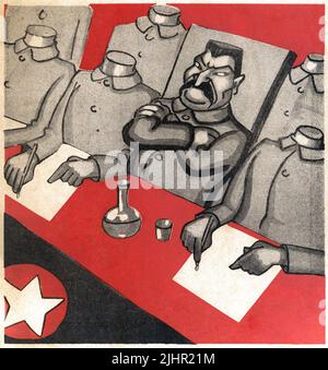 Staline et ses compagnons. Détail de la caricature satirique publiée dans le journal 'aux Ecotes', sur 12 mars 1938. R.U. Collection privée Banque D'Images