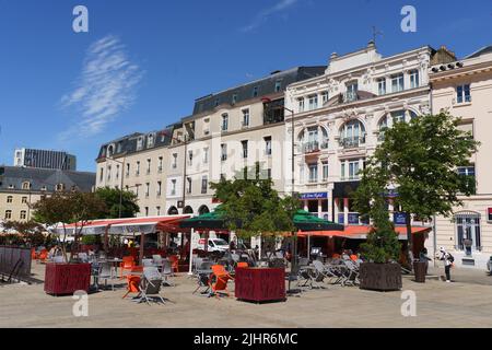 France, pays de la Loire, Sarthe, le Mans, place de la République, terrasses, Banque D'Images