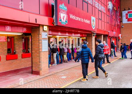 Box Office. Anfield est un stade de football à Anfield, Liverpool, Merseyside, Lancashire, Angleterre, Royaume-Uni Banque D'Images