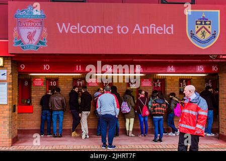 Box Office. Anfield est un stade de football à Anfield, Liverpool, Merseyside, Lancashire, Angleterre, Royaume-Uni Banque D'Images
