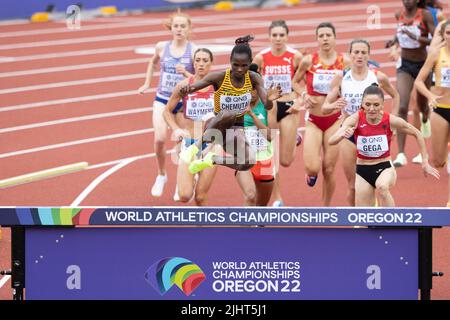 Peruth Chemutai (UGA) conduit le paquet à la barrière de l'eau comme elle se qualifie pour la finale de steeplechase de 3000 mètres avec un temps de 9:16,66 pendant le mor Banque D'Images