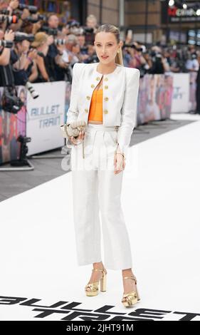 Sophie Hermann arrive au gala du Bullet train à Cineworld Leicester Square à Londres. Date de la photo: Mercredi 20 juillet 2022. Banque D'Images