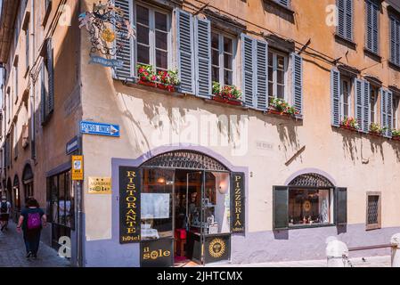 Albergo de Sole, hôtel dans la Città Alta, ville haute. Bergame, Lombardie, Italie, Europe Banque D'Images