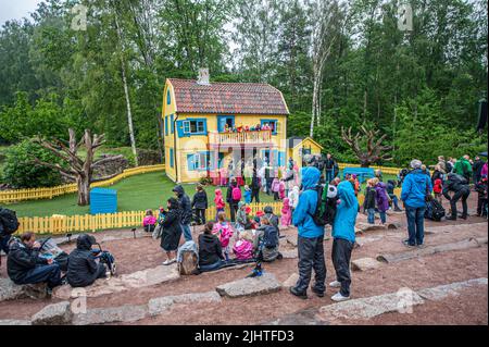 Vimmerby, Suède - juin 16 2012 : la maison de Pippi Longstocking au parc à thème Astrid Lindgrens Värld à Vimmerby. Banque D'Images