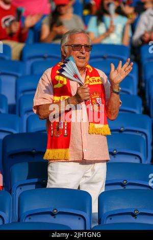 Brighton, Royaume-Uni. 20th juillet 2022, American Express Community Stadium, Brighton, Sussex, Angleterre: Football international européen féminin, quart de finale, Angleterre contre Espagne: Fans espagnols dans l'humeur crédit: Action plus Sports Images/Alay Live News Banque D'Images