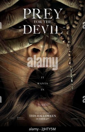 DATE DE SORTIE: 28 octobre 2022. TITRE: Proie pour le diable. STUDIO: Lionsgate. DIRECTEUR: Daniel Stamm. COMPLOT : une religieuse se prépare à réaliser un exorcisme et vient face à face avec une force démoniaque avec des liens mystérieux à son passé. AVEC: Poster Art. (Credit image: © Lionsgate/Entertainment Pictures) Banque D'Images