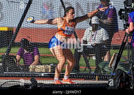 EUGENE, ÉTATS-UNIS - JUILLET 20 : Jorinde van Klinken, des pays-Bas, en compétition sur le lancer de discus féminin lors des Championnats du monde d'athlétisme sur 20 juillet 2022 à Eugene, États-Unis (photo d'Andy Astfalck/BSR Agency) Atletiekunie Banque D'Images