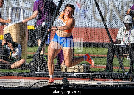 EUGENE, ÉTATS-UNIS - JUILLET 20 : Jorinde van Klinken, des pays-Bas, en compétition sur le lancer de discus féminin lors des Championnats du monde d'athlétisme sur 20 juillet 2022 à Eugene, États-Unis (photo d'Andy Astfalck/BSR Agency) Atletiekunie Banque D'Images