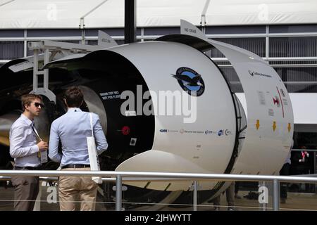 Farnborough, Royaume-Uni. 20th juillet 2022. Les fabricants d'aéronefs et les fournisseurs de composants se sont réunis à Farnborough pour le dernier jour d'un salon professionnel de trois jours. Banque D'Images