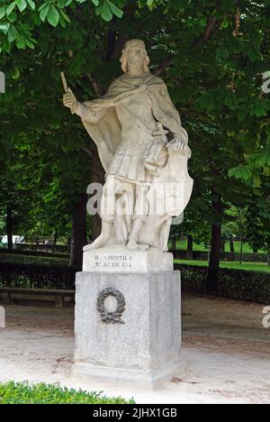 Statue de Chintila (606 – 639).situé au Parc Buen Retiro, Parque del Buen Retiro à Madrid, Espagne.El Retiro appartenait d'abord à la monarchie espagnole.fin du 19th siècle, il devint un parc public. Banque D'Images