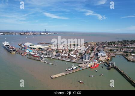 Harwich ville Essex Royaume-Uni vue aérienne de drone été Banque D'Images