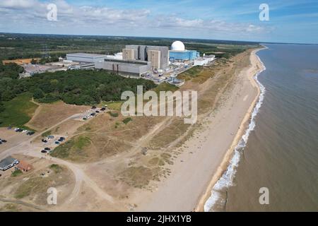 Vue aérienne des centrales nucléaires A et B Suffolk UK de Sizewell Banque D'Images