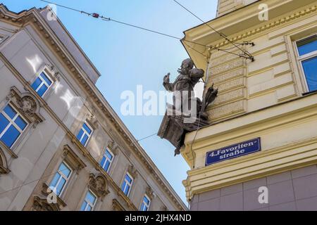 Statue de Jerzy Franciszek Kulczycki (Georg Franz Kolschitzky). Kolschitzky strasse 1, Vienne, Autriche. Kulczycki était un noble polonais, un diplomate et un Banque D'Images