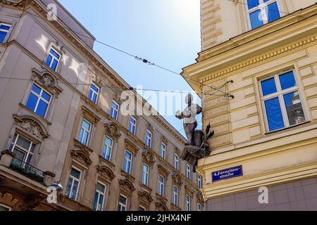 Statue de Jerzy Franciszek Kulczycki (Georg Franz Kolschitzky). Kolschitzky strasse 1, Vienne, Autriche. Kulczycki était un noble polonais, un diplomate et un Banque D'Images