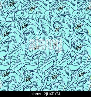 Motif abstrait turquoise élégant sans couture avec fond floral Banque D'Images
