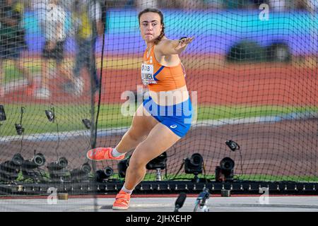 Jorinde van Klinken, des pays-Bas, en compétition sur le lancer de discus féminin lors des Championnats du monde d'athlétisme sur 20 juillet 2022 à Eugene, Etats-Unis - photo: Andy Astfalck/DPPI/LiveMedia Banque D'Images