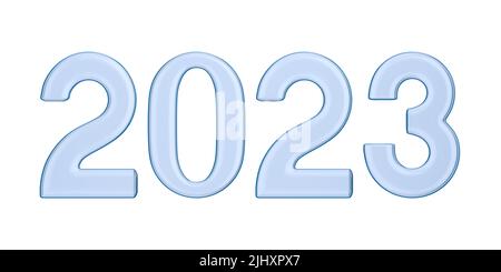 nouvelle année 2023 sur fond blanc. Illustration isolée 3D Banque D'Images