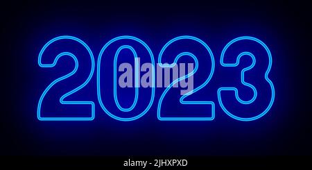 nouvelle année 2023 sur fond sombre. 3D illustration Banque D'Images