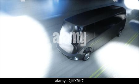 Tunnel futuriste de science-fiction. Bus futuriste. 3d rendu. Banque D'Images