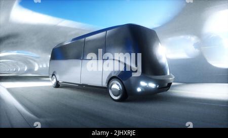 Tunnel futuriste de science-fiction. Bus futuriste. 3d rendu. Banque D'Images