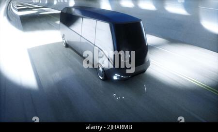 Tunnel futuriste de science-fiction. Bus futuriste. 3d rendu. Banque D'Images