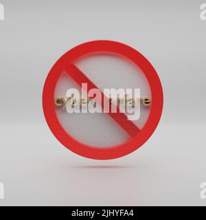 Belle illustration abstraite cyberguerre interdite, signe d'interdiction, interdiction, icône de symbole d'avertissement sur fond gris. 3d illustration du rendu Banque D'Images