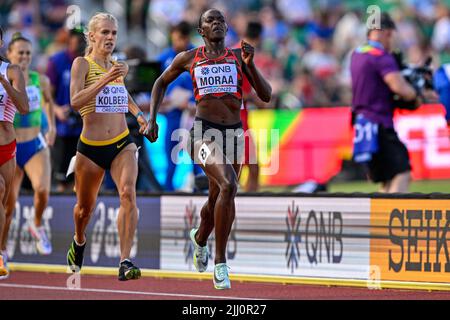 EUGENE, ÉTATS-UNIS - JUILLET 21: Mary Moraa du Kenya en compétition sur les 800m femmes lors des Championnats du monde d'athlétisme sur 21 juillet 2022 à Eugene, États-Unis (photo par Andy Astfalck/BSR Agency) Atletiekunie Banque D'Images