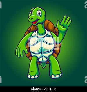 Drôle de tortue de mer caricature mascotte illustrations vectorielles pour votre travail logo, t-shirt de marchandises, autocollants et dessins d'étiquettes, poster, cartes de voeux adver Banque D'Images