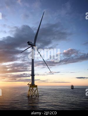 Veritas nasal, éolienne dans la mer du Nord sur le projet Seagreen. Banque D'Images