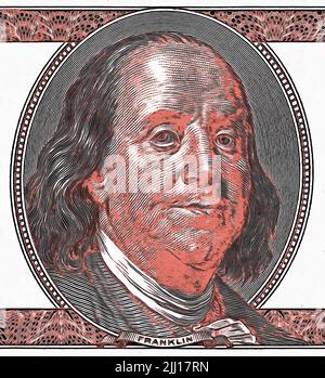 Portrait Benjamin Franklin (1706 - 1790), homme politique, diplomate, écrivain, inventeur, mathématicien Banque D'Images