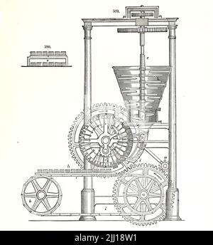 Dant machine from ' Appleton's Dictionary of machines, Mechanics, Engine-work, and engineering ' by D. Appleton and Company Date de publication 1874 Publisher New York, D. Appleton, Banque D'Images