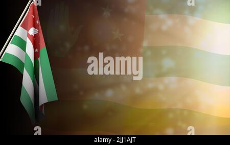 Drapeau d'Abkhazie avec drapeau brillant backgorund. Utilisation pour la journée nationale et les événements nationaux. Banque D'Images