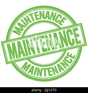 LE texte D'ENTRETIEN est écrit sur le timbre rond vert Banque D'Images