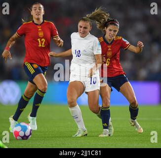 20 juillet 2022 - Angleterre / Espagne - UEFA Women's Euro 2022 - quart de finale - Brighton & Hove Community Stadium la Géorgie Stanway d'Angleterre pendant le match contre l'Espagne. Crédit photo : © Mark pain / Alamy Live News Banque D'Images