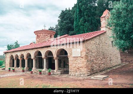 Zvernec visite du monastère Sainte-Marie en Albanie Banque D'Images