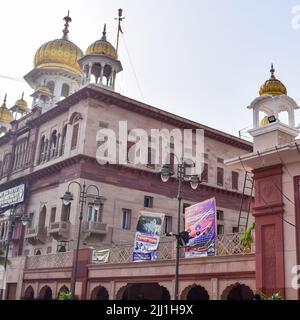 Vieux Delhi, Inde, 15 avril 2022 - Gurudwara SIS Ganj Sahib est l'un des neuf Gurdwaas historiques dans le Vieux Delhi en Inde, Sheesh Ganj Gurudwara dans le CH Banque D'Images