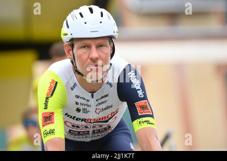 Castelnau Magnoac, France. 22nd juillet 2022. Dutch Taco van der Hoorn d'Intermarche Wanty-Gobert Materiaux photographié au début de l'étape 19 de la course cycliste Tour de France, de Castelnau-Magnoac - Cahors (189km), France, le vendredi 22 juillet 2022. Le Tour de France de cette année a lieu du 01 au 24 juillet 2022. BELGA PHOTO DAVID STOCKMAN - UK OUT crédit: Belga News Agency/Alay Live News Banque D'Images