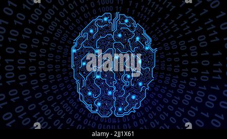 Les codes et le circuit numérique du cerveau - carte de concept de technologie Banque D'Images