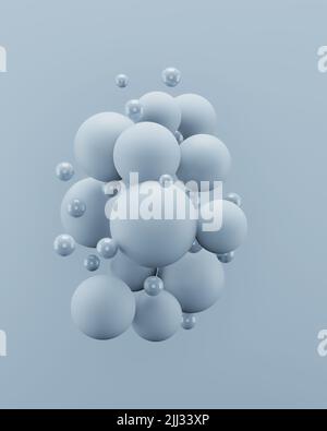 3d rendu des sphères flottantes sur fond bleu clair Banque D'Images