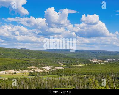 Vue panoramique sur le bassin Biscuit et le paysage voisin du Wyoming Banque D'Images