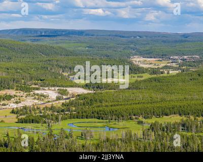 Vue panoramique sur le bassin Biscuit et le paysage voisin du Wyoming Banque D'Images