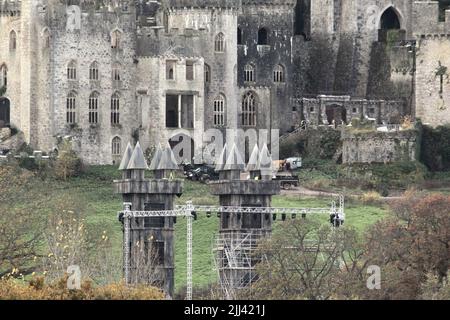 Les préparatifs sont en cours alors que le personnel de production prépare le set pour 2021 'I'm A Celebrity...Get Me Out of Here' d'ITV au château de Gwritch à Abergele, pays de Galles avec: Atmosphère où: Abergele, Royaume-Uni quand: 15 nov 2021 crédit: WENN Banque D'Images