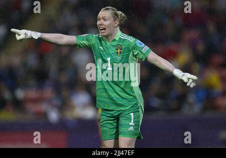 Leigh, Royaume-Uni. 22nd juillet 2022. Leigh, Angleterre, le 22nd juillet 2022. Hedvig Lindahl, de Suède, lors du championnat d'Europe des femmes de l'UEFA 2022 au Leigh Sports Village, à Leigh. Crédit photo à lire: Darren Staples / Sportimage crédit: Sportimage / Alay Live News Banque D'Images