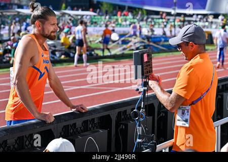 Oregon, États-Unis. 22nd juillet 2022. Championnats du monde d'athlétisme Oregon22 - sixième jour EUGENE, OREGON - 20 JUILLET : les athlètes participent au sixième jour des championnats du monde d'athlétisme Oregon22 à Hayward Field sur 20 juillet 2022 à Eugene, Oregon. EUGENE, ÉTATS-UNIS - 22 JUILLET : Rutger Koppelaar des pays-Bas en compétition sur le Pole Vault hommes pendant les Championnats du monde d'athlétisme sur 22 juillet 2022 à Eugene, États-Unis (photo par Andy Astfalck/BSR Agency) Atletiekunie crédit: Orange pics BV/Alay Live News Banque D'Images