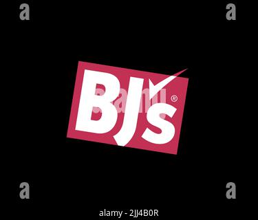 Wholesale Club de BJ, logo pivoté, fond noir B Banque D'Images