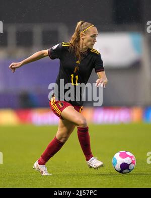 Janice Cayman de Belgique lors du match de quart de finale de l'UEFA Women's Euro 2022 au Leigh Sports Village. Date de la photo: Vendredi 22 juillet 2022. Banque D'Images