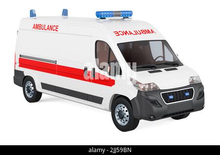 Fourgonnette ambulancier, 3D rendu isolé sur fond blanc Banque D'Images