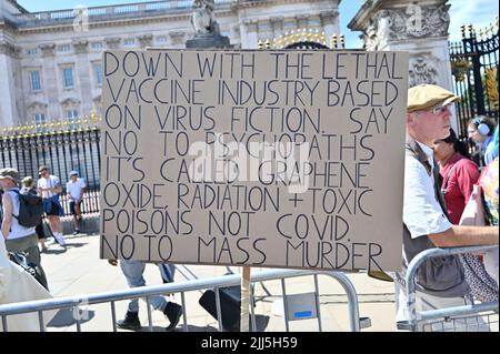 Londres, Royaume-Uni. 23rd juillet 2022. Des milliers de victimes du vaccin Covid défilent pour notre assemblée d'enfants au palais de Buckingham et défilent à Kensington vers Speaker Corner, Londres, Royaume-Uni. - 23 juillet 2022. Crédit : voir Li/Picture Capital/Alamy Live News Banque D'Images