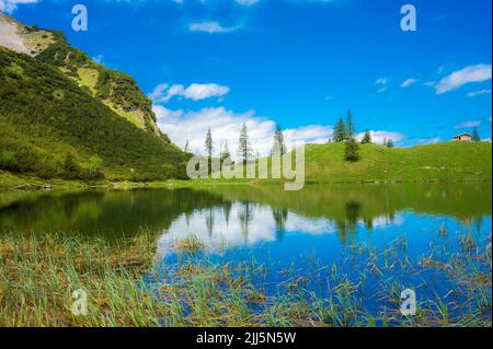 Allemagne, Bavière, rive du lac Unterer Gaisalpsee en été Banque D'Images