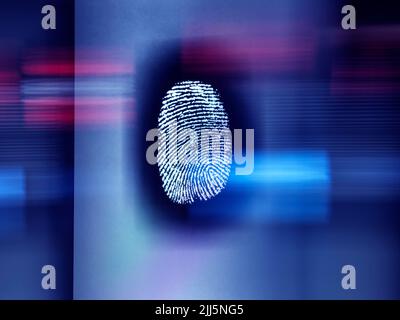 Empreinte digitale en cours de numérisation pour l'accès Banque D'Images